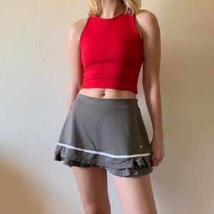 NIKE Dry Fit Taupe Tennis Skirt With Built In Shorts Size Small